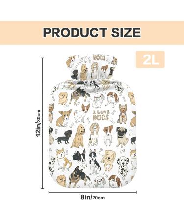 Hot Water Bottles with Cute Dog Cover - 2L Pain Relief Bags for Women Girls Children & Bed Warmer - Buy Online on GoSupps.com