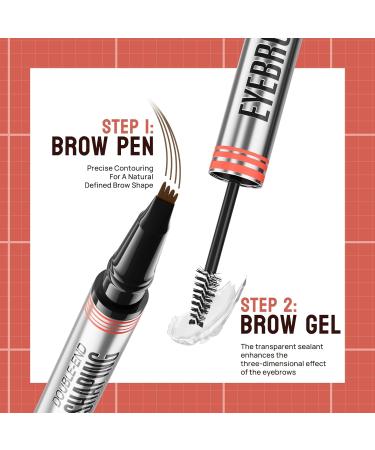 2-In-1 Double-End Eyebrow Shaping Pen & Gel - Waterproof Long-Lasting Light Brown Brow Makeup - Buy Online on GoSupps.com