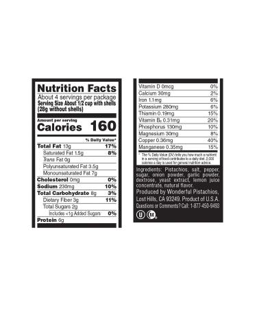 Wonderful Pistachios Salt and Pepper Flavored Nuts 7 Ounce Resealable Pouch - Buy Online on GoSupps.com