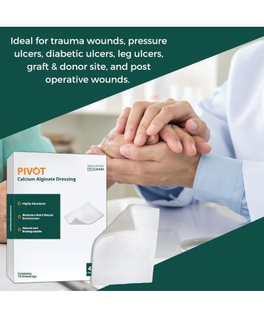 Pivot Calcium Alginate Wound Dressing - All-Natural First Aid | 4x5 Dressings (Box of 10) - Fast Worldwide Shipping - Buy Online on GoSupps.com