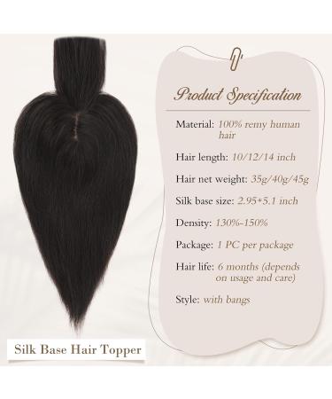 Ruwiss Real Human Hair Topper for Women | Silk Base Clip-In Crown Topper & Pony Wigs - 7.5x13cm 25cm Length 35g - Perfect for Thin Hair - Buy Online on GoSupps.com