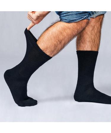 Doctor's Choice Diabetic Socks for Men | Seamless Non-Binding Top 4 Pairs Size L & XL Black Crew - Buy Online on GoSupps.com