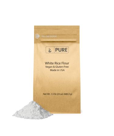 Pure Original Ingredients White Rice Flour (1.5 lb) Unbleached & Untreated, Flour Alternative, Vegan.