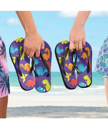 Mnsruu Cartoon Dinosaur Flip Flops - Purple Comfortable Footwear for Men & Women | Home Hotel Spa & Travel - Buy Online on GoSupps.com