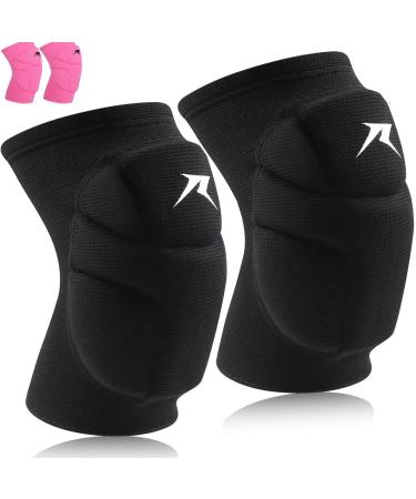 Volleyball Knee Pads Knee Compression Sleeve Support for Men Women with High Protection Pads Professional Grade Knee Pads for Running Meniscus Tear ACL Arthritis Joint Pain Relief black Medium & Large