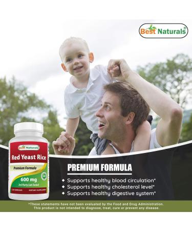 Best Naturals Red Yeast Rice 600mg Capsules - 120 Caps (2 capsules per serving) - Promotes Heart Health and Cholesterol Support - Buy Online on GoSupps.com
