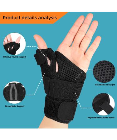 Wrist Brace for Carpal Tunnel Relief | Adjustable Thumb Splint for Tendonitis & Arthritis | Support for Injuries & Pain - Black - Buy Online on GoSupps.com