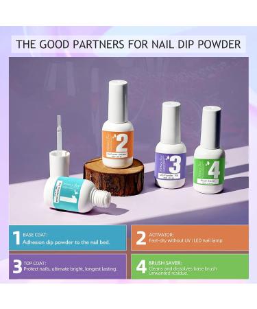Dip Powder Nail Kit - 4 Color Starter Set with 4 Dipping Powders & 4 Liquid Polishes - Purple Blue Acrylic System - Buy Online on GoSupps.com