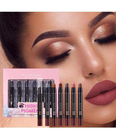 Cream Eyeshadow Stick Glitter Eyeshadow Pen Set 6 Piece Waterproof Long Lasting Glow Crayon Cosmetic Beauty Feminine Care - Buy Online on GoSupps.com
