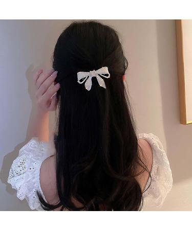 Yheakne Boho Crystal Bow Hair Clip Cz Pearl Hair Pin Clip Silver Bowknot Hair Barrette Pin Cz Bow Head Clip Headwear Decorative Headpieces Hair Accessories for Women and Girls - Buy Online on GoSupps.com