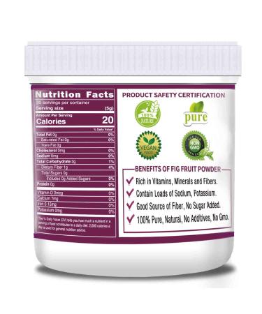 Premium 100% Pure Figs Powder 5.3oz (150g) - Sun Dried, Raw, Non-GMO, No Additives - Buy Online on GoSupps.com