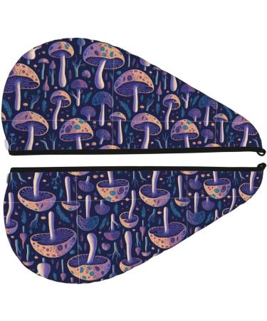 Floral Hippie Mushrooms Microfiber Hair Towel | Soft Super Absorbent Quick Dry Wrap for Women with Long Curly & Thick Hair - Buy Online on GoSupps.com