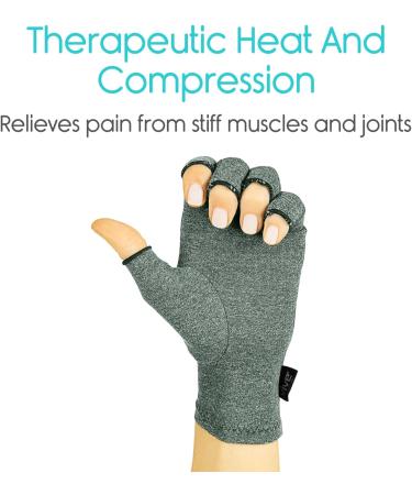 Vive Arthritis Gloves - Compression Relief for Rheumatoid & Osteoarthritis - Open Finger Heat Gloves for Typing & Carpal Tunnel - Medium Size for Men & Women - Buy Online on GoSupps.com