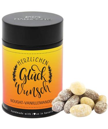 Hallinger's congratulations - Nougat -chocolized vanilla almonds handmade (can) - Mother's Day gift & gift ideas for Father's Day |Birthday Congratulations anniversary Congratulations New Zuhau Nougat Madenl Haselnut Vanilla and more congratulations 150g 