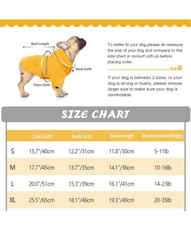Kuoser Dog Rain Coat | Lightweight Reflective Puppy Poncho for Small Dogs | Yellow Small Dog Rainwear with Hoodie, Leash Hole & Pocket - Buy Online on GoSupps.com