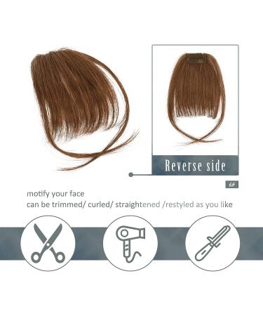 BARSDAR Clip in Fringe Human Hair 100% Real Hair Extensions - 6# Medium Brown French Bangs for Women - Buy Online on GoSupps.com