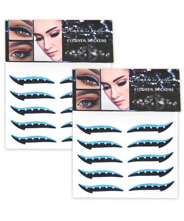 Crystal Eyeliner Stickers 10 Pairs v Reusable Glitter Eyeliner Stickers Waterproof Instant Adhesive Stick on Eyeliner Eyeshadow Strop for Dress Up Party Blue