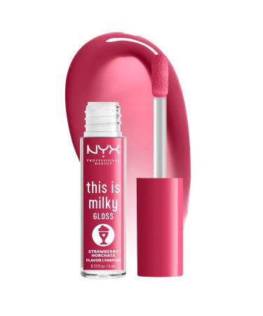 NYX PROFESSIONAL MAKEUP This Is Milky Gloss Lip Gloss with 12 Hour Hydration Vegan - Strawberry Horchata (Mauve Pink) Strawberry Horchata Milkshakes (Scented)