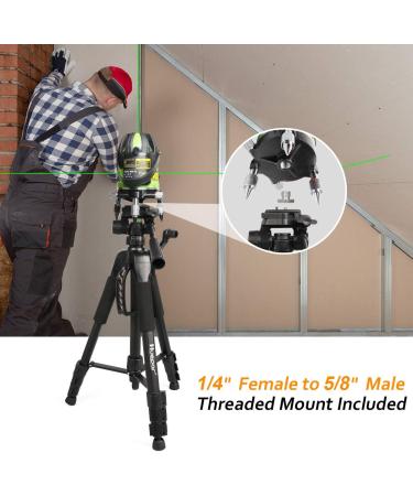 Huepar Lightweight TPD14 56 Adjustable Laser Level Tripod - Quick Release Plate, 3-Way Swivel Pan Head, Bubble Level - Multi-Function Hook - 5/8 UNF Adapter Nut - Buy Online on GoSupps.com