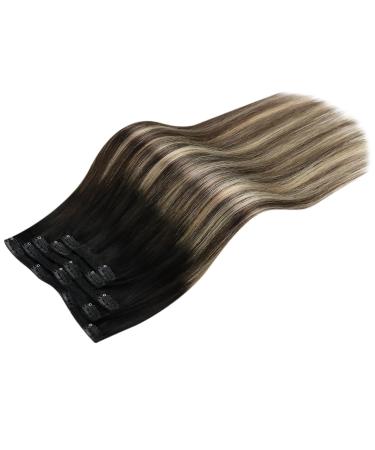 Moresoo Ombre Clip-In Hair Extensions | Remy Real Hair Balayage #1B/3/27 - 30 cm 5pcs 70g Silky Soft - Buy Online on GoSupps.com