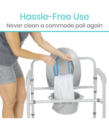Vive Commode Liners with Absorbent Pads (6 Pack) - Disposable Porta Potty Bags for Bariatric Folding Buckets - Leakproof Bedside Chair Replacement - Buy Online on GoSupps.com