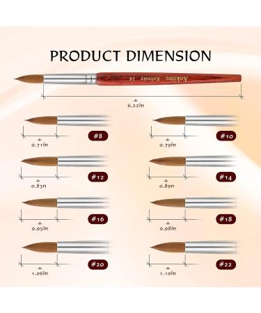 Aokitec #12 Oval Crimped Sable Acrylic Nail Brush - Wood Nail Art Tool for Acrylic Application - Buy Online on GoSupps.com