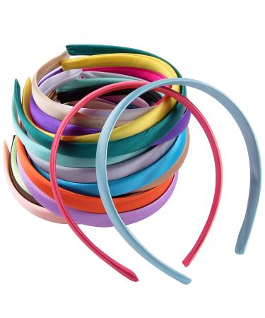 Duufin 30-Piece Satin Craft Headbands for Girls and Women - 30 Colors Multicolored - DIY 1.5cm Plain Headband Set - Buy Online on GoSupps.com