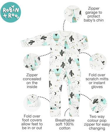 100% Cotton Two-Way Zipper Baby Sleepsuit Unisex Onesie Romper 0-3 Months Teepee Design - Buy Online on GoSupps.com