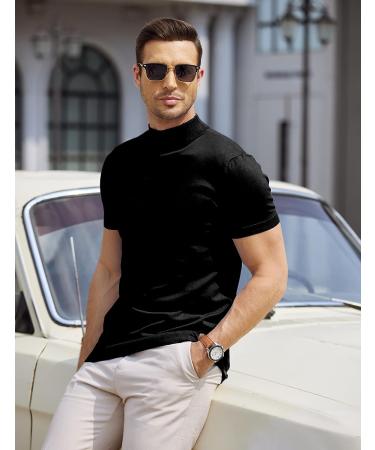 COOFANDY Men's Mock Turtleneck Short Sleeve Sweater - Black X-Large - Buy Online on GoSupps.com