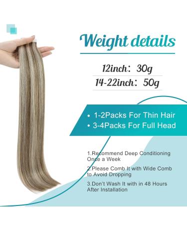 FSHINE TAPE Hair Extensions - Real Hair Blonde & Ash Brown Highlighted 35cm 20 Pieces 50g - Premium Adhesive #8P60 - Buy Online on GoSupps.com