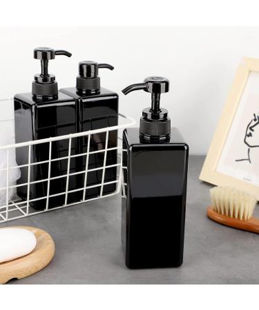 6 Pack Black Shampoo & Conditioner Dispenser Bottles - 4x 22 Oz & 2x 8 Oz Square Pump Bottles for Lotions, Shampoo, Body Wash - Refillable Plastic Bottles - Buy Online on GoSupps.com