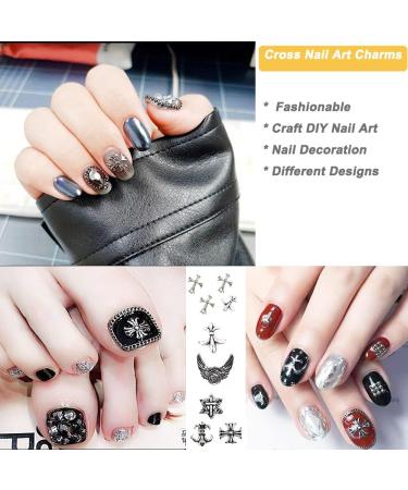 60pcs Metal Silver Cross Nail Charms | 3D Vintage Jewels for DIY Nail Craft | Bulk Decorations Kit - Buy Online on GoSupps.com