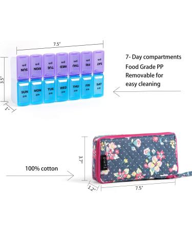 Pill Organizer Case Box | 7-Day Round Vitamin Organizer - Blue Grey | International Shipping Available - Buy Online on GoSupps.com