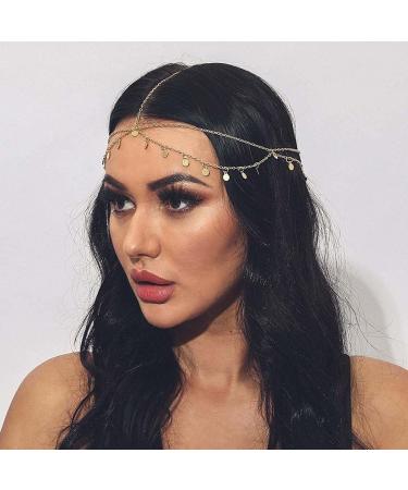 Aukmla Gold Sequins Head Chain Jewelry - Festival Halloween Hair Accessories for Women - Buy Online on GoSupps.com