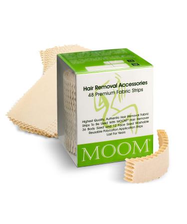 MOOM Polycotton Waxing Strips for Women, Hair Removal Strips Specially Engineered for Maximum Hair Removal – Perfect for Bikini, Leg, Eyebrow, Body & Face Wax (48 Count) (1 PACK) 48 Count (Pack of 1)