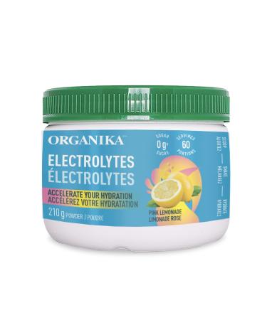 Organika Electrolytes Powder - Pink Lemonade - Sugar-Free Hydration and Electrolyte Replenishment with Prebiotics and Vitamin C - 210g - 60 servings Pink Lemonade 60 Servings (Pack of 1)