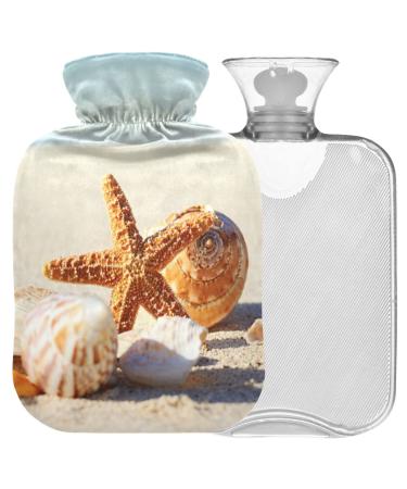 Naanle mussels Ocean beach hot water bottle with cover transparent hot water bottle 1l heat bottle for bed handfoot heat pain relief heat and cold therapy