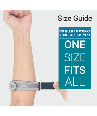 360 Relief Tennis & Golfers Elbow Support Brace for Men & Women - Adjustable Strap, Pain Relief for Tendonitis & Arthritis | 1 Pair Grey with Mesh Bag - Buy Online on GoSupps.com