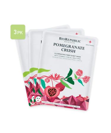BioRepublic Skincare Pomegranate Crush Illuminating Fiber Beauty Sheet Mask 1 Sheet 0.63 oz (18 ml) - Buy Online on GoSupps.com