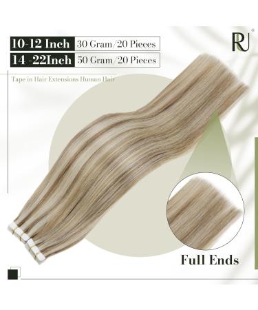 Runature 60cm Tape In Hair Extensions - Real Human Hair with Brown and Blonde Highlights - 50g 20 Pieces (#8P60) - Smooth & Invisible - Buy Online on GoSupps.com