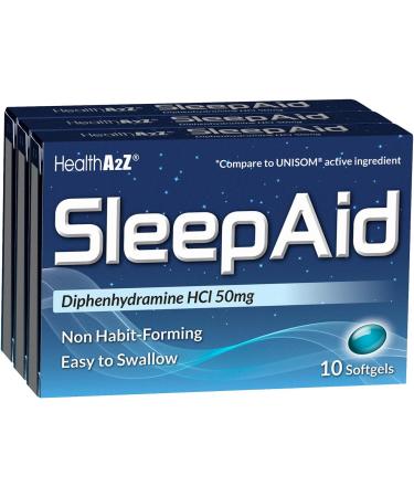 HealthA2Z Sleep Aid - Diphenhydramine HCL 50mg Softgels | Non Habit-Forming | 10 Count (Pack of 3) | Supports Deeper Sleep International Shipping - Buy Online on GoSupps.com