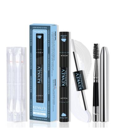 Lash Bond and Seal Lash Glue for Lash Clusters Waterproof Eyelash Bond and Seal with Lash Brush Remover Cotton Swabs Lash Cluster Glue 72 Hours Strong Hold(10ml Clear Bond and Seal)