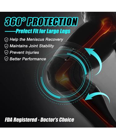 NEENCA Plus Size Knee Brace for Larger Legs and Thighs | Knee Support for Pain Relief and Injury Recovery | Patella Gel Pad & Side Spring Stabilizers | 3XL/4XL - Buy Online on GoSupps.com