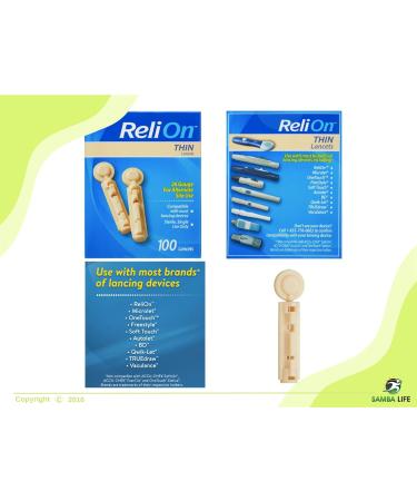 ReliOn Thin Lancets 26 Gauge 100 Ct Bundle + '7 Steps to Thrive with Diabetes' eBook by Samba Life - Buy Online on GoSupps.com