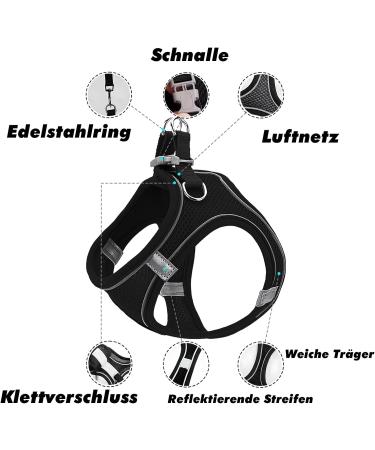 Premium Dog Harness for Small Dogs | Stylish Puppy Tableware & Cat Dishes with Leash | Curli Dog Harness - Perfect for Puppies (Size S Black) - Buy Online on GoSupps.com