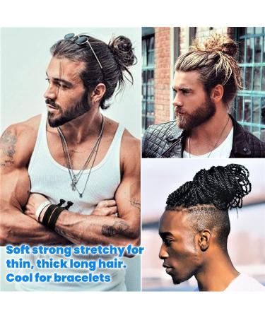 79STYLE 100pcs Black Fabric Hair Ties for Men - No Damage Knotted Hair Bands for Men Buns - Long Men Hair Accessory - Buy Online on GoSupps.com