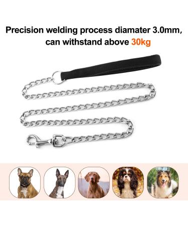 Dacitiery Metal Dog Leash Chew Proof 4FT/1.2M Dog Chain Leash Heavy Duty Anti-Bite Dog Lead Pet Leash with Nylon Soft Padded Handle for Small Medium Large Dogs (3MM) - Buy Online on GoSupps.com
