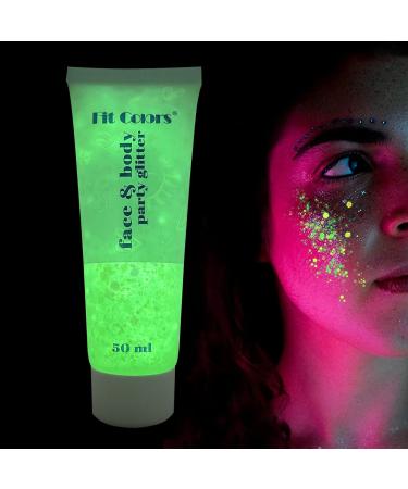 Glow in The Dark Body Glitter Gel  Holographic Chunky Glitter Makeup for Body  Hair  Face  Nail  Super Long Lasting Waterproof Luminous Face Glitter Gel for Carnival Party(8 Luminous Glitter 1PC)