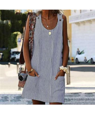 ToddlBy Women's Wing Sleeve Round Neck Pocket Button Striped Camisole Dress plus Size Pocket Dress Black X-Large - Buy Online on GoSupps.com