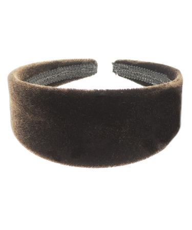 Small Head Ladies Girls Velvet Evening Velvet Wide Headband Alice Band (Chocolate)
